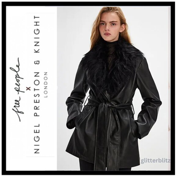 FREE PEOPLE BY NIGEL PRESTON NOVA BLACK LEATHER JACKET - Picture 1 of 8